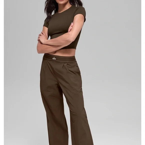 ALO Yoga Wide-Leg Pants in Dark Brown - Picture 2 of 7